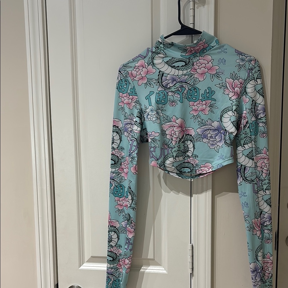 Floral Dragon Print Cropped Top